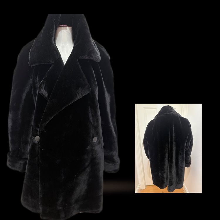 Black Faux Fur Coat image 2